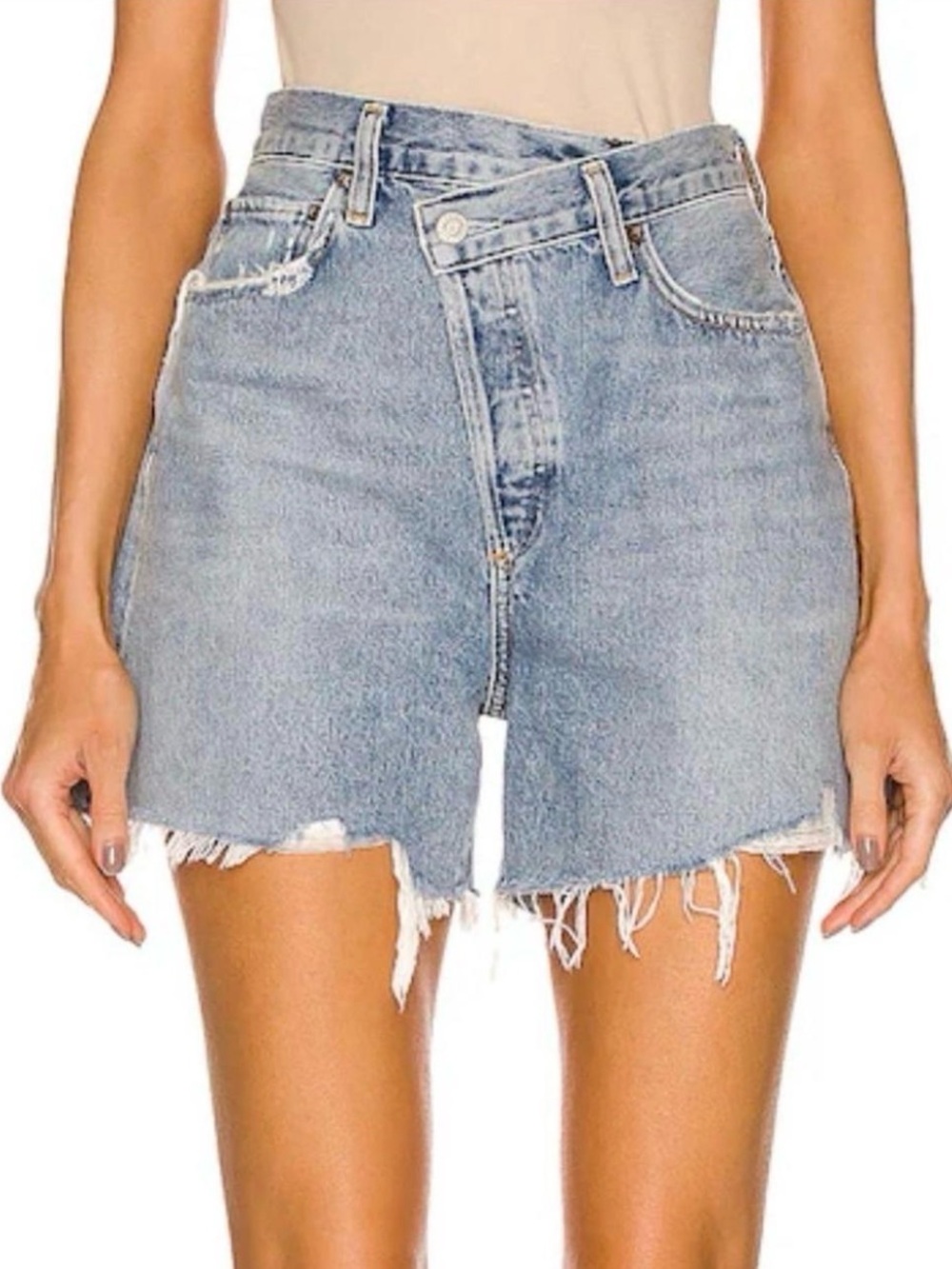 Agolde High-Waist Light Blue Denim Cutoff Shorts